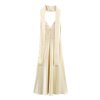 Scarf embellished with silk satin texture backless hanging neck dress for women