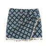 Beaded asymmetrical patchwork half length skirt pants for women